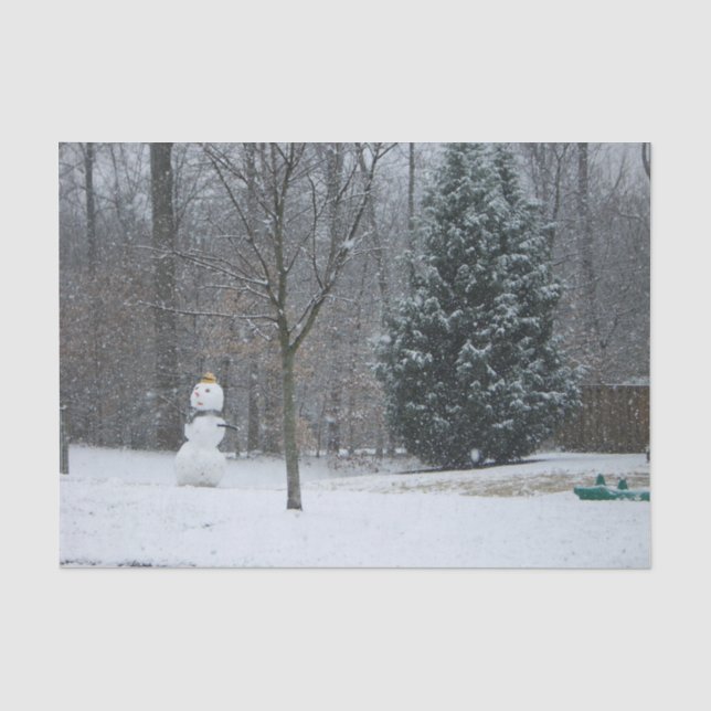 Winterschneeszene der Nachbarin Seidenpapier (Vorderseite)