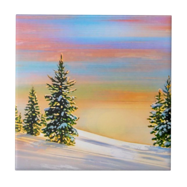 Winterschneeszene "Erwärmung" Fliese (Vorderseite)