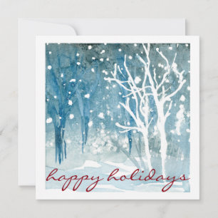 Winterschneeszene im Aquarell - Happy Holidays Kar Feiertagskarte