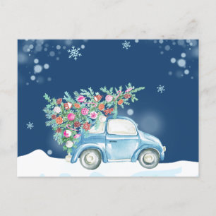Winterschneewagen Feiertagspostkarte