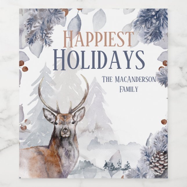 Winterschneewald landschaftlich weinetikett (Einzelnes Label)