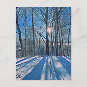 Winterschneewald mit schneebedeckter Landschaft Postkarte
