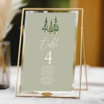 Winterschneewaldhochzeit im Pinienwald Tischnummer<br><div class="desc">Dies ist eine Winter-Schneewald Pine Tree Hochzeit Tischnummer mit Namen!</div>