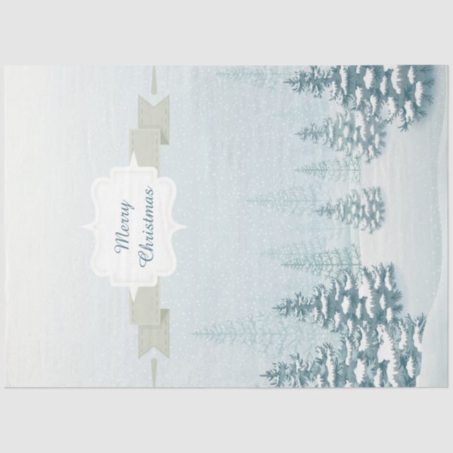 Winterschneeweiße Waldlandschaft Weihnachten Seidenpapier (Vorderseite)