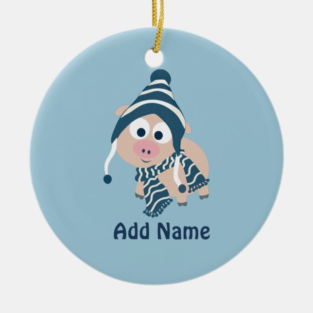 Winterschwein Keramikornament (Vorne)