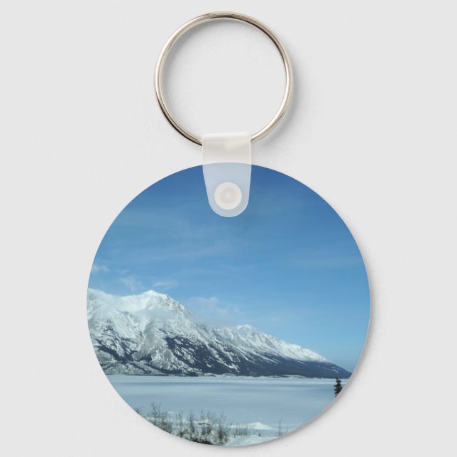 Wintersee und Berge Schlüsselanhänger (Vorderseite)