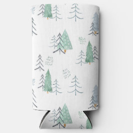 Winterskandinavisches Baummuster handgemalt Selters Dosenkühler