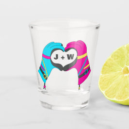 Winterski-Handschuhe in Herz-Form-Initialen Schnapsglas