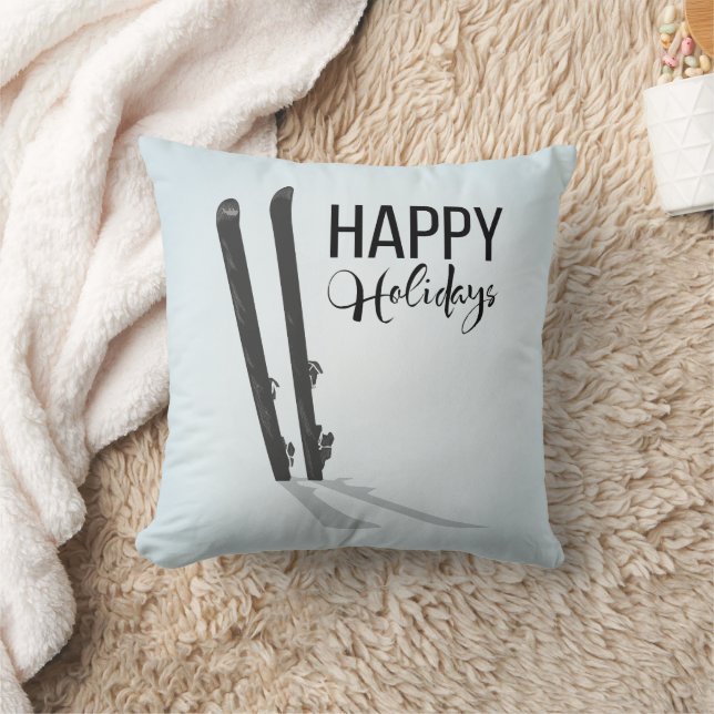 Winterski Happy Holidays Kopfkissen Kissen (Decke)