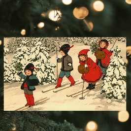 Winterski Rechteckiger Aufkleber