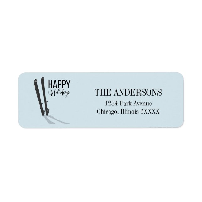 Winterskifahren - Happy Holidays - Adressetikett (Vorne)