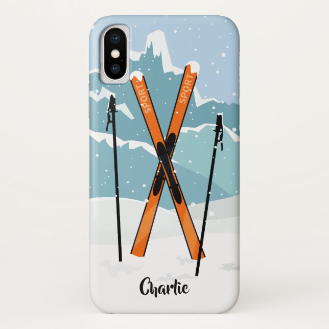 Winterskifahren individuelle Name Telefongehäuse Case-Mate iPhone Hülle (Rückseite)