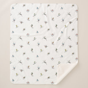 Winterskifahrer im Action-Muster Sherpadecke