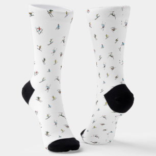 Winterskifahrer im Action-Muster Socken