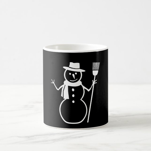 Wintersnowman-Schal-Hut-Besen-Schwarzweiss-Tasse Kaffeetasse (Mittel)