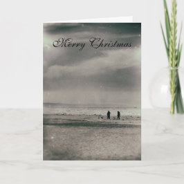 Wintersnowy-Michigansee-Leute-gehender Strand Feiertagskarte