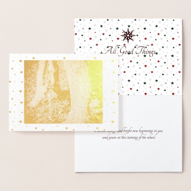 Wintersolstice Goldene Eichenbäume Folienkarte (Anzeige)