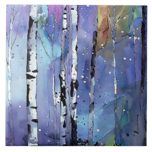 Wintersong im Birkenwald Fliese
