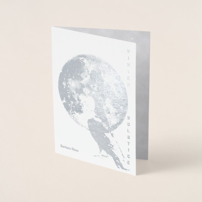 Wintersonne: Mond und Taube Folienkarte (Vorderseite)