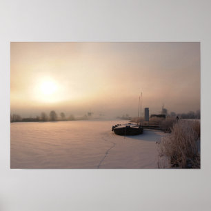 Wintersonnenaufgang im niederländischen Plakat