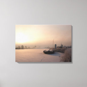 Wintersonnenaufgang in der niederländischen leinwanddruck