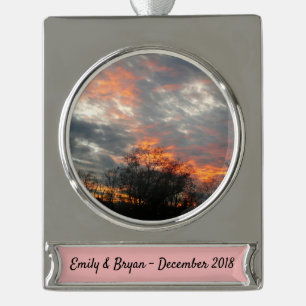 Wintersonnenlandschaft Fotografie Banner-Ornament Silber