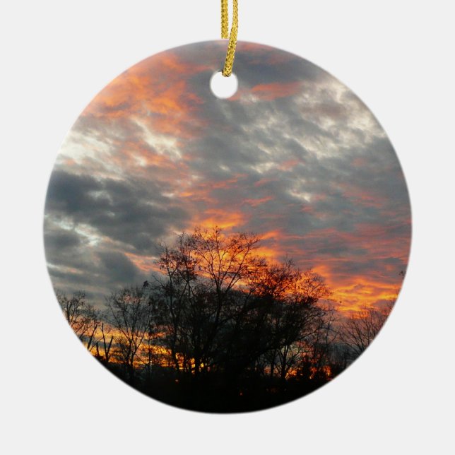 Wintersonnenlandschaft Fotografie Keramik Ornament (Vorne)