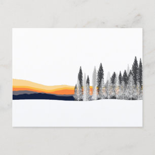 Wintersonnenwald Silhouette Postkarte