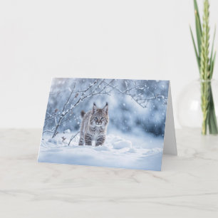 Wintersonnenwende mit Rotluchs und Schnee Karte