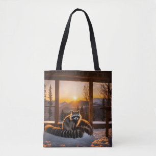 Wintersonnenwende: Waschbär in der Lodge Tasche