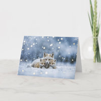 Wintersonnenwende Yule mit Füchsen im Schnee