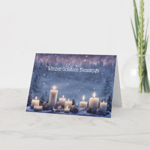 Wintersonnenwende Yule mit Kerzen im Schnee Karte