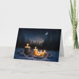 Wintersonnenwende Yule mit Kerzen in der Schneenac Karte