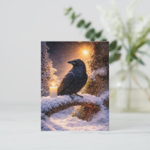 Wintersonnenwende Yule Rabe und Schnee