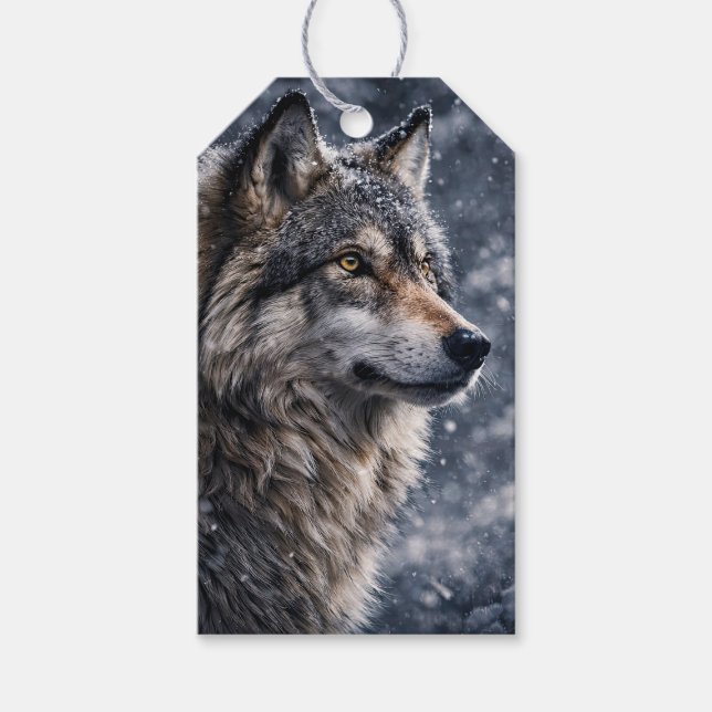 Wintersonnenwende Yule Schöner Wolf Geschenkanhänger (Vorderseite)