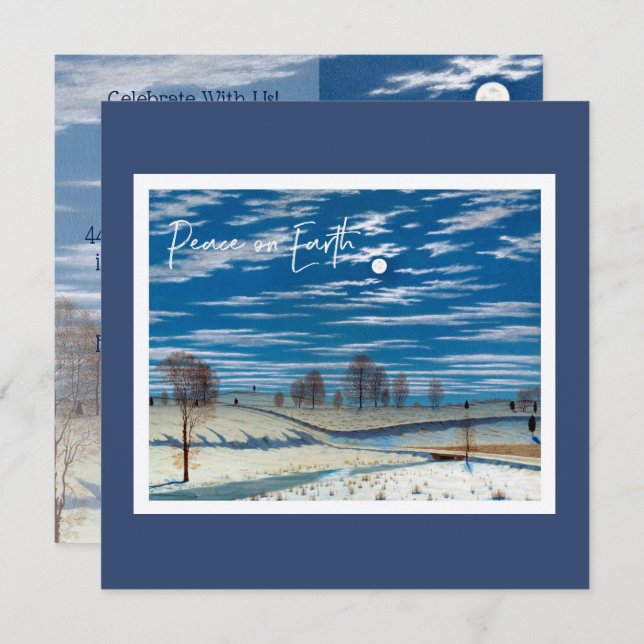 Wintersonntags Einladung - Mondschein Nacht (Vorne/Hinten)