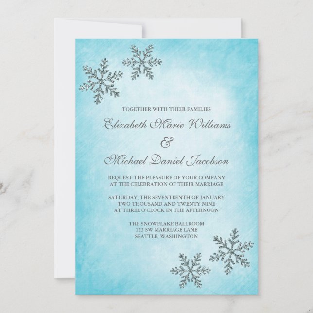 Wintersparkle Schneeflocken Aquamarine Einladungen (Vorderseite)
