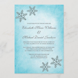 Wintersparkle Schneeflocken Aquamarine Einladungen