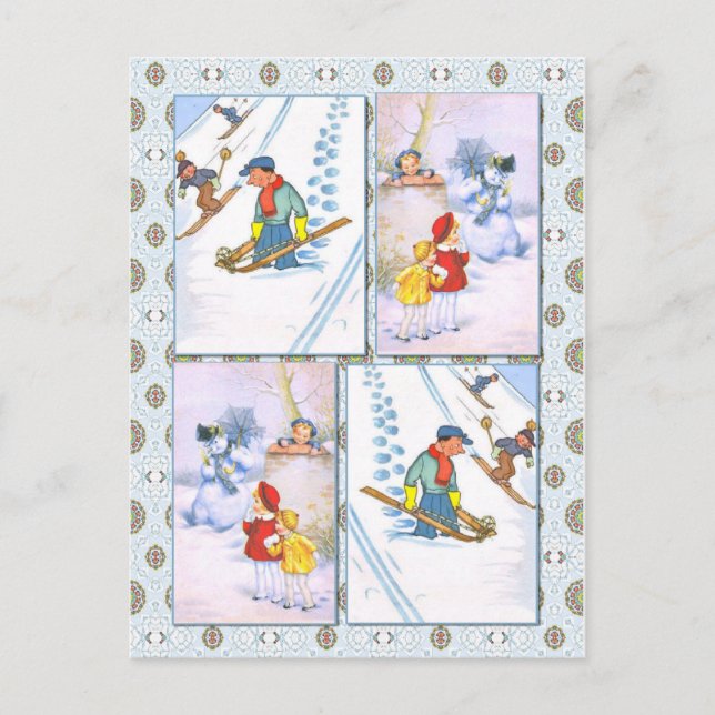 Winterspass Feiertagspostkarte (Vorderseite)