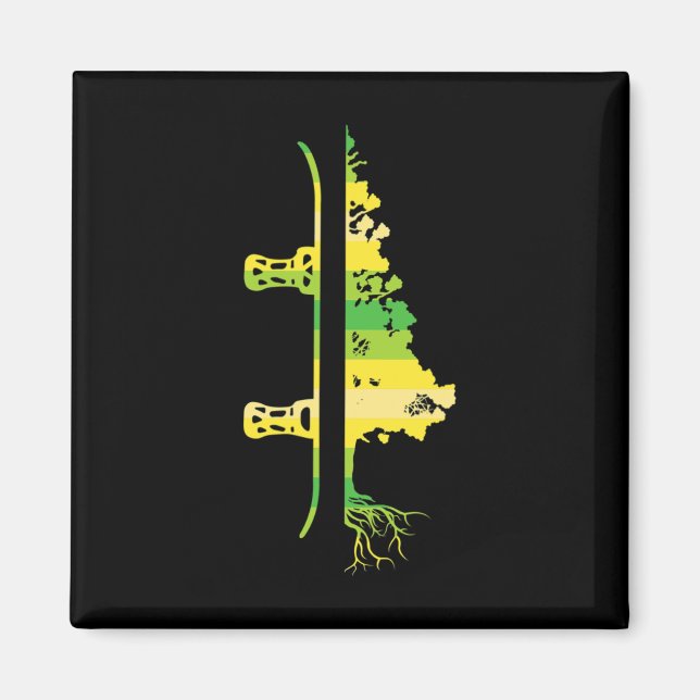 Winterspiele Funny Mountain Snowboarden Pine Tree Magnet (Vorne)