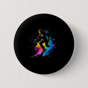 Wintersport Alpin Farbspritzer Skifahrer Schnee Sk Button
