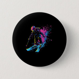 Wintersport Alpin Farbspritzer Skifahrer Schnee Sk Button
