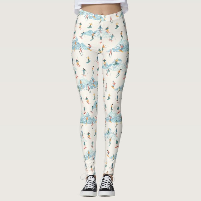 Wintersport Downhill Skifahren Schneeberg Leggings (Vorderseite)