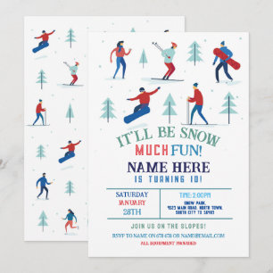 Wintersport Geburtstagsparty Ski Snowboard Einladung