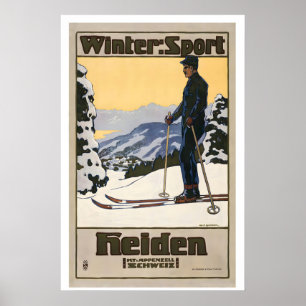 Wintersport Heiden Schweiz Vintage-Skiplakat Poster