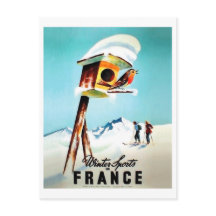 Wintersport in Frankreich, kleiner Vogel auf ihrer