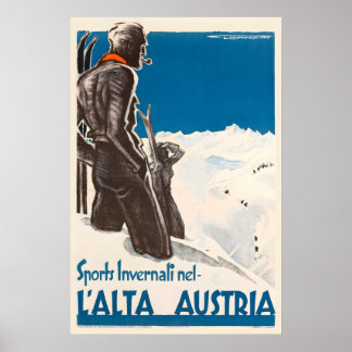 Wintersport in Oberösterreich Vintage-Skiplakat Poster