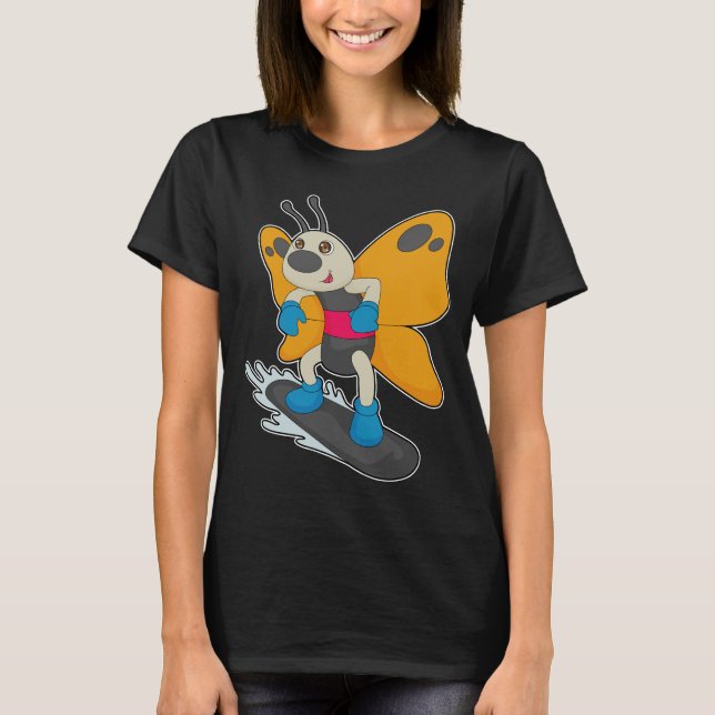 Wintersport mit Butterfly Snowboard T-Shirt (Vorderseite)