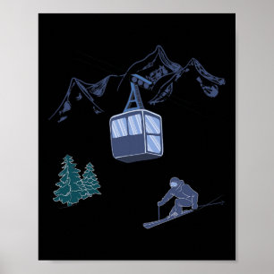 Wintersport Skifahren Schneeszene Vintage-Skigebie Poster