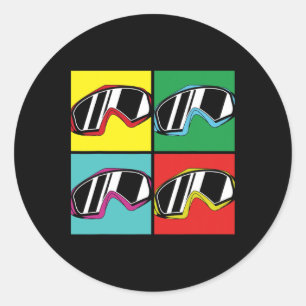 Wintersport Snowboarden Goggles Pop Art Snowboarde Runder Aufkleber